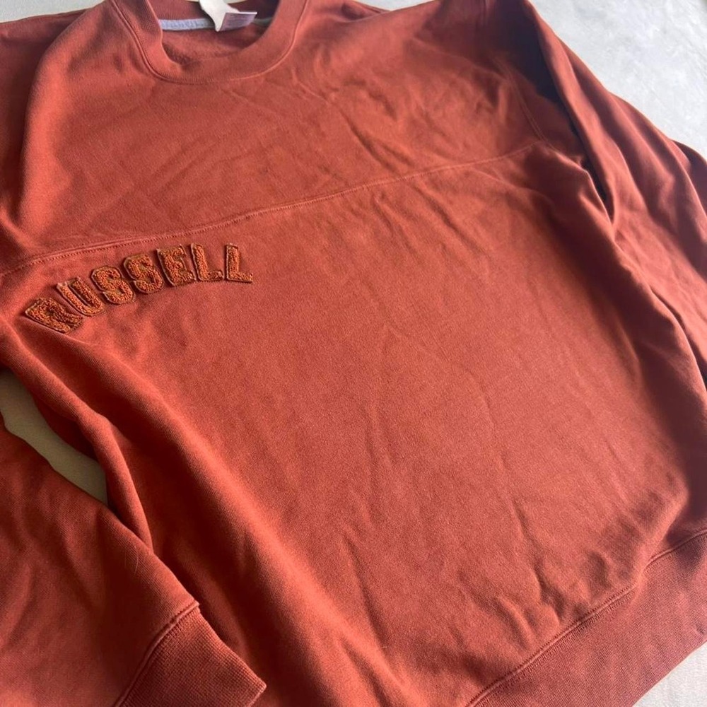 Russel Athletic Burnt Orange Crewneck Athlete College Athleisure Heavyweight